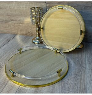Série de 2 Plateaux – Bois & Acier Inoxydable