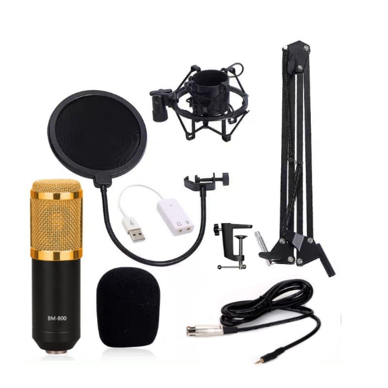 Kit de Microphone à Condensateur V8 Avec Carte Son