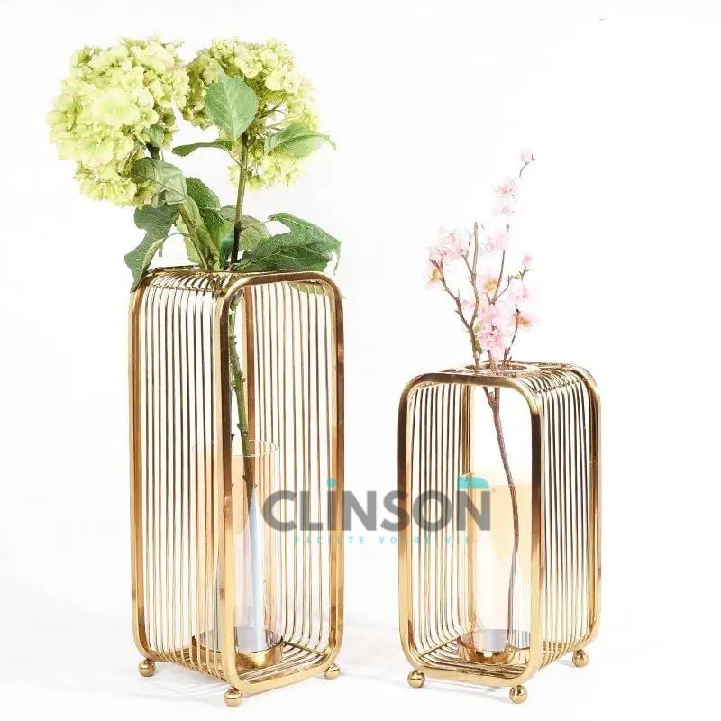 Porte-vases en métal de Fleur en Verre Creux ( 2 pièces )