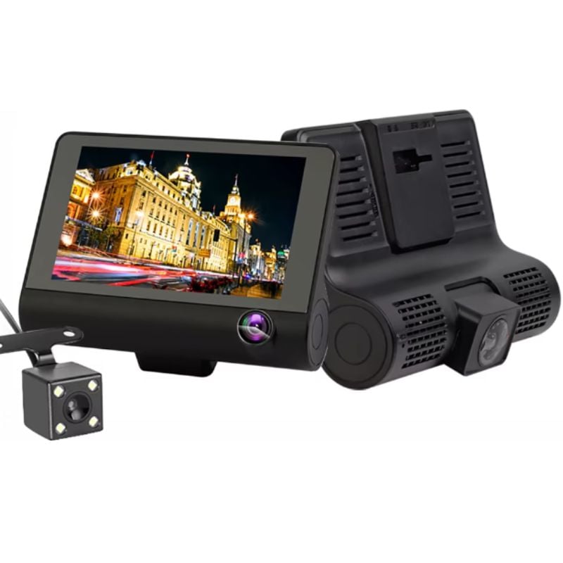 Dashcam à 3 Caméras pour Voiture avec Écran 4.0 Pouces