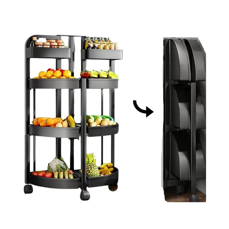 Chariot de Rangement de Cuisine Pliable à 4 Niveaux