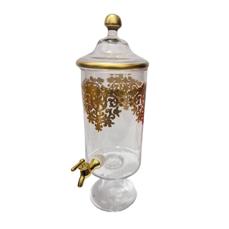 Distributeur de Boissons en Verre Transparent – Motif Princesse avec Bords Dorés