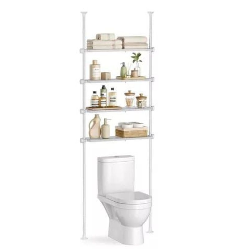 Étagères sur Pied à Double Tension au-Dessus de l'Étagère de Rangement des Toilettes