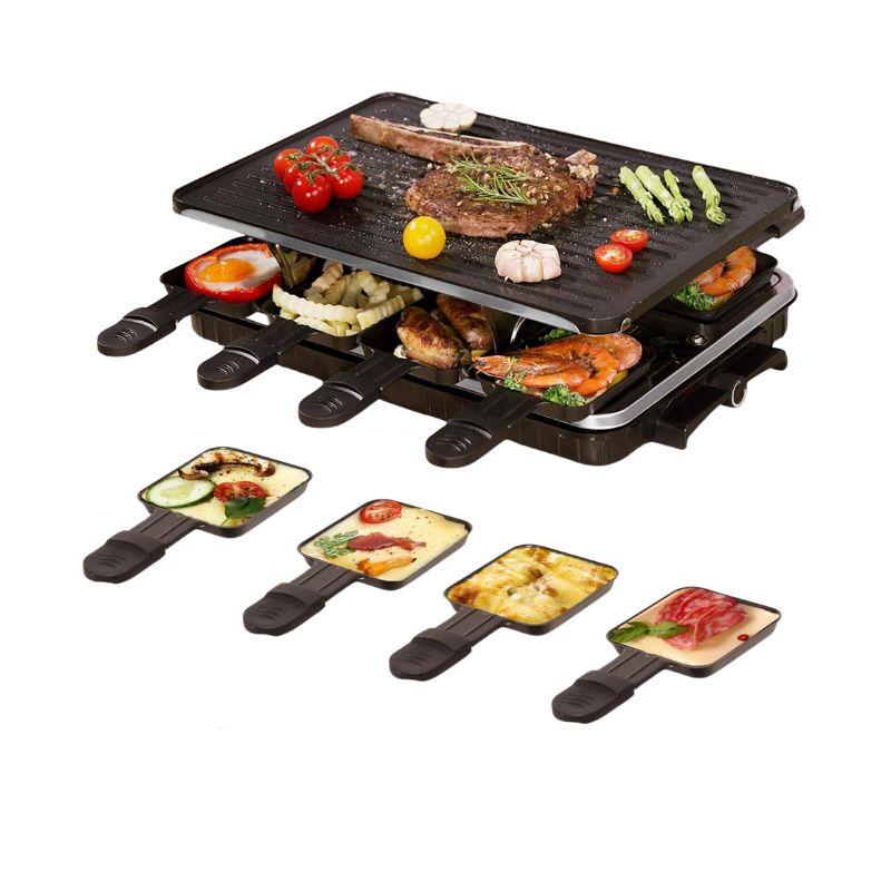 Appareil à Raclette 8 Personnes avec Barbecue Intégré, 1300 W
