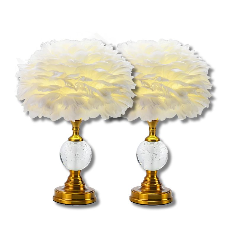 Set De 2 Lampes de Table en Plumes Vintage