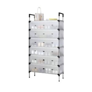 Meuble à Chaussures 6 Couches – Étagère avec Housse Anti-Poussière