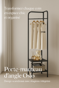 Porte‑manteau d’angle Oslo – Design scandinave avec étagères intégrées