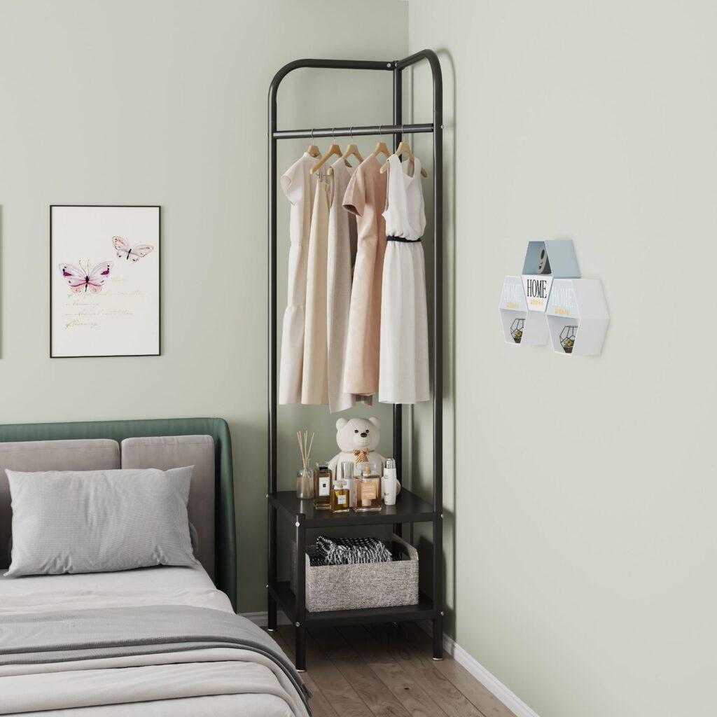 Clinson Porte‑manteau d’angle Oslo – Design scandinave avec étagères intégrées