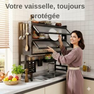 Égouttoir mural double étage – Design compact & rangement intelligent