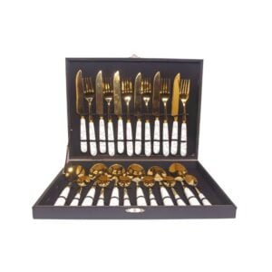 Kit de Couverts avec Mallette – Inox Doré 24 Pièces