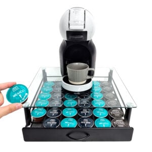 Base Premium avec Tiroir de Rangement 36 Capsules – Plateau Verre & Métal