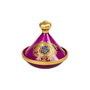 Tajine Décoratif en Verre et Or – Élégance Marocaine
