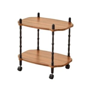 Clinson MoveTable™ – Table d’Appoint Roulante 2 Niveaux Design Bois & Métal