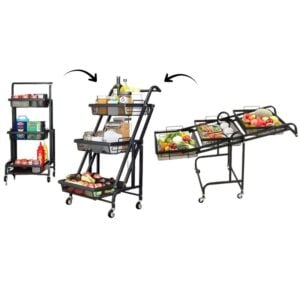 Clinson FlexiCart™ – Chariot de Rangement 3‑en‑1 Pliable & Mobile