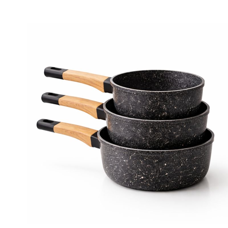 Set de 3 Casseroles Effet Granite – Élégance & Performance en Cuisine