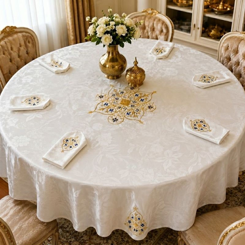 Nappe brodée Prestige +6 serviettes